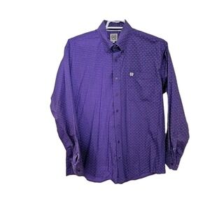 Cinch Long Sleeve Button Up Shirt‎ Purple Geometric Sz Medium Western Rodeo...